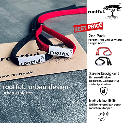 rootful.® Cinta reflectante para gafas deportivas de Urban, negro + rojo, 60 cm