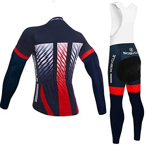 Ropa de Bicicleta Hombre Invierno, Conjunto Ciclismo Térmico de Manga Larga Incluye Maillot Ciclismo Polar Térmico