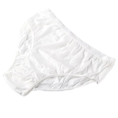 Ropa Interior de algodón desechable 100% Puro Bragas de Viaje Corte Alto Granny Briefs Blanco/Multicolor (10 Piezas) (Blanco, Pequeño - Cintura 61-74cm, Caderas 74-98cm)