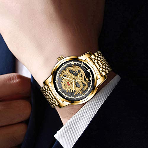 RORIOS Moda Hombre Relojes Cuarzo analógico Reloj Acero Inoxidable Relojes de Pulsera Impermeable Negocios Reloj para Hombre