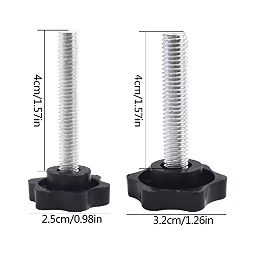 Rosca de Apriete Perilla de Plástico,Yueser 30 Piezas Tornillo de Agarre Moleteado M8 x 40mm y M6 x 40mm Tornillo de Pulgar para Equipos Máquinas Herramientas