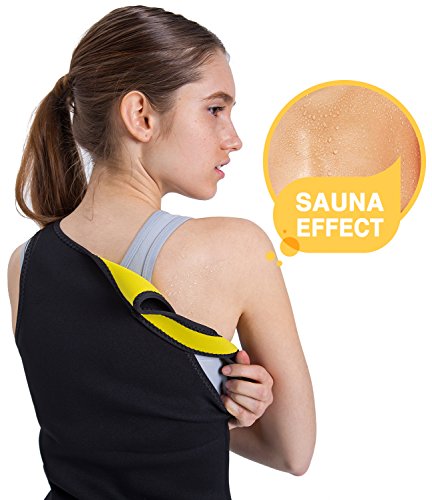 Roseate Faja Reductora Mujer Camisetas Sauna Chaleco Neopreno de Sudoración para Deporte Forma de Cuerpo y Sudor Caliente sin Cremallera/Cierre de Gancho (XL, Negro2)