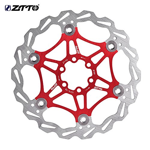 Rotor de Freno de Disco Flotante Bicicleta de Ciclismo180 mm 6 Pernos MTB Bicicleta de Carretera de Montaña Rotores Traseros Pernos Pastillas de Freno Accesorio de Ciclismo Rojo, Negro(Rojo)