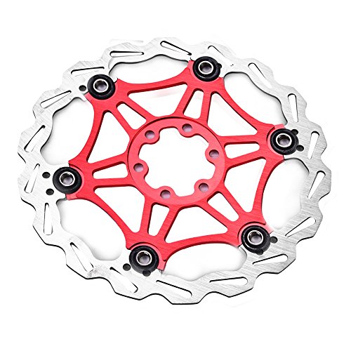 Rotor de Freno de Disco Flotante Bicicleta de Ciclismo180 mm 6 Pernos MTB Bicicleta de Carretera de Montaña Rotores Traseros Pernos Pastillas de Freno Accesorio de Ciclismo Rojo, Negro(Rojo)