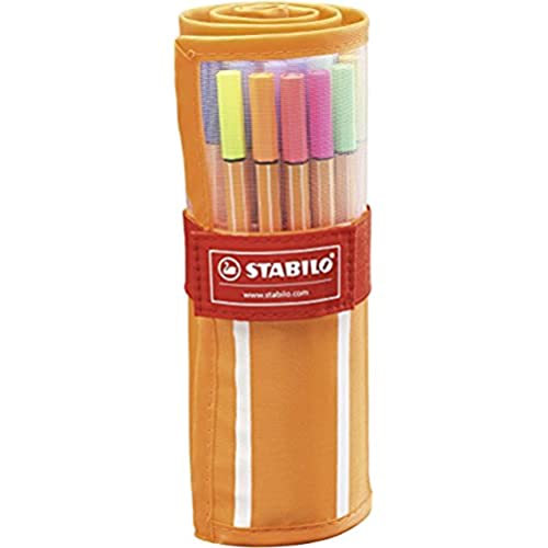 Rotulador punta fina STABILO point 88 - Estuche premium de tela Rollerset con 30 colores