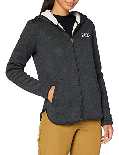 Roxy Slopes Fever - Sudadera Polar Con Capucha Y Cremallera Para Mujer Sudadera Polar Con Capucha Y Cremallera, Mujer, anthracite, L