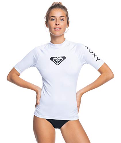 Roxy Whole Hearted - Licra De Manga Corta Con Protección Solar Upf 50 Para Mujer Licra De Manga Corta Con Protección Solar Upf 50 Para Mujer, Mujer, white, L