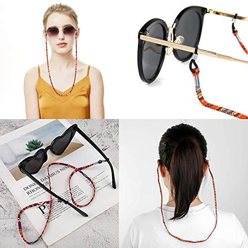 Rpanle Cadena de Gafas, 5 Piezas Retenedor Estampado Étnico de Gafas Cadena de Anteojos Ajustable para Hombres Mujeres (Multicolor)