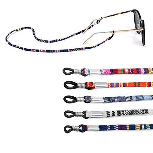 Rpanle Cadena de Gafas, 5 Piezas Retenedor Estampado Étnico de Gafas Cadena de Anteojos Ajustable para Hombres Mujeres (Multicolor)