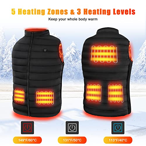 Rrtizan Chaleco con Calefacción Eléctrica USB, Chaqueta con 3 Niveles de Temperatura, Talla 3XL Chalecos de Invierno Cálidos para Caza, Exteriores, Senderismo, Camping (Sin Batería)