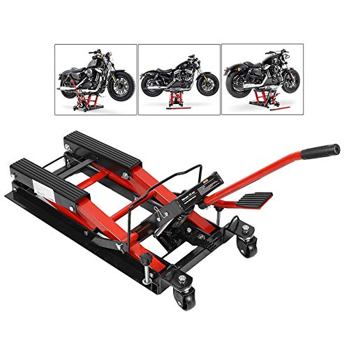 Ruisyi Puente elevador para moto, capacidad de hasta 680 kg, gato hidráulico para moto, caballete elevador hidráulico para moto, elevación hidráulico, altura máxima 375 mm