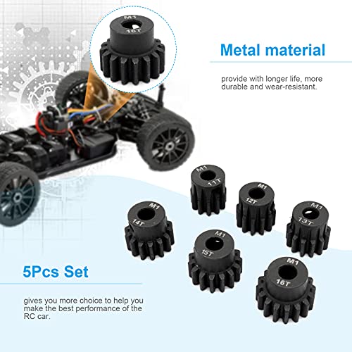 RUIZHI Mod 1 Engranaje de Piñón, 5mm 11T 12T 13T 14T 15T 16T Juego de Engranajes de Piñón de Motor con Llave Hexagonal para Coche Modelo 1/8 RC