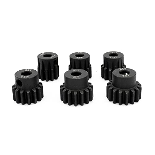 RUIZHI Mod 1 Engranaje de Piñón, 5mm 11T 12T 13T 14T 15T 16T Juego de Engranajes de Piñón de Motor con Llave Hexagonal para Coche Modelo 1/8 RC