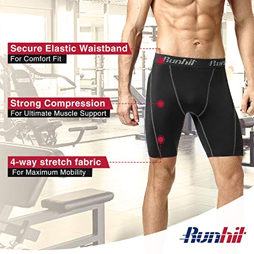 Runhit Pantalones cortos de compresión para hombre, ropa interior de elastano, pantalones cortos de entrenamiento, correr, etc - - X-Large