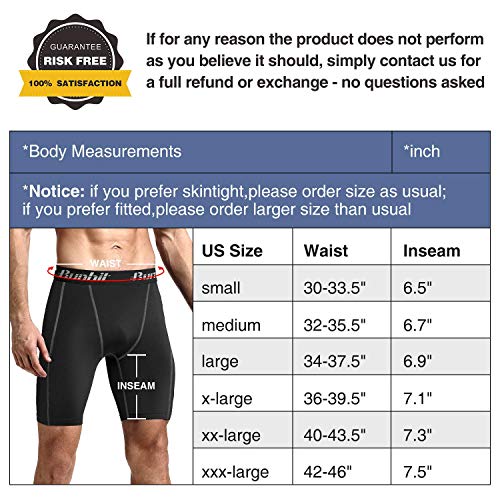 Runhit Pantalones cortos de compresión para hombre, ropa interior de elastano, pantalones cortos de entrenamiento, correr, etc - - X-Large