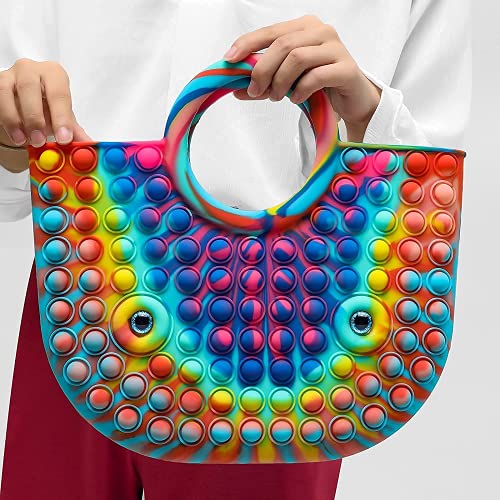 Runmeihe Bolso de juguete Fidget, bolso de mano de juguete sensorial de hoyuelos simple, bolso de hombro de juguete Popper Fidget de alivio de la ansiedad, bolsos de mano de arcoíris para mujeres