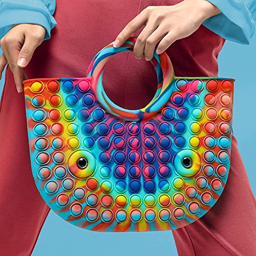 Runmeihe Bolso de juguete Fidget, bolso de mano de juguete sensorial de hoyuelos simple, bolso de hombro de juguete Popper Fidget de alivio de la ansiedad, bolsos de mano de arcoíris para mujeres