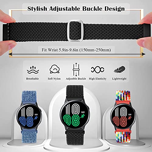 Runostrich Pulsera trenzada de 20 mm Solo Loop compatible con Samsung Galaxy Watch3 41 mm/Active2 44 mm 40 mm/Galaxy Watch 42 mm/Gear Sport Nylon Elástica Pulsera de repuesto para hombre y mujer,