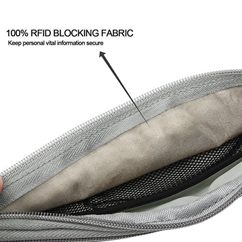 Ryaco Cinturón de Viaje para Dinero con Bloqueo RFID - Riñonera Antirrobo Cartera de Viaje y Portapasaporte - Fácil de Esconder Cintura Bolso Riñonera Deportiva para Hombre y Mujer (Gris Claro)