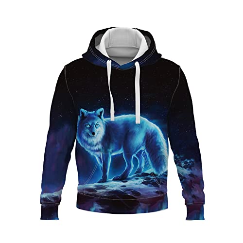 s con Capucha, para Hombre de Manga Larga Casual Abrigo Camisas Blusa Capucha con Estampado Digital 3D de Wolf para Hombre