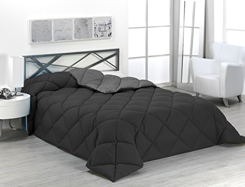 Sabanalia - Edredón nórdico de 400 g reversible (bicolor), para cama de 135/150 cm, color negro y gris