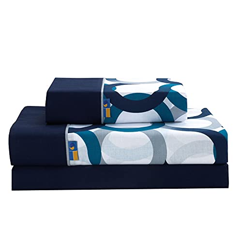 SABANALIA - Juego de sábanas Estampadas Aros (Disponible en Varios tamaños y Colores), Cama 160, Azul