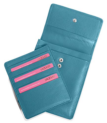 SADDLER Bolso de viaje de cuero protegido RFID para mujer con cuerpo cruzado extraíble titular de la tarjeta de crédito | Bolso de la honda del diseñador, (Azul turquesa), Talla única