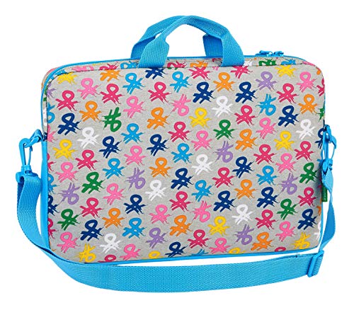 safta 612052461 Funda para portátil o Tablet 15,6" con asa Bandolera Benetton, Multicolor