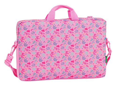 safta 612053461 Funda para portátil o Tablet 15,6" con asa Bandolera Benetton, Rosa