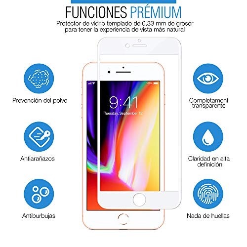 SAGPAD [2 Piezas] Cristal Templado para iPhone 6 Plus/ 6s Plus, Cubierta Completa Vidrio Templado 9H Protector Pantalla Premium, Anti-Huella Digital, Anti-Burbujas par 6 Plus / 6s Plus (Blanco)