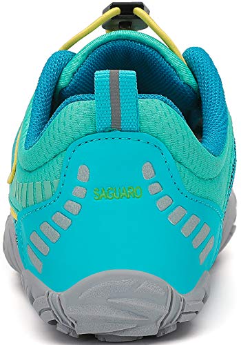 SAGUARO Barefoot Zapatillas de Trail Running Niños Niñas Minimalistas Zapatos de Deporte Antideslizantes Calzado Descalzos para Fitness Caminar Correr Asfalto Montaña Senderismo, Menta Verde, 32 EU