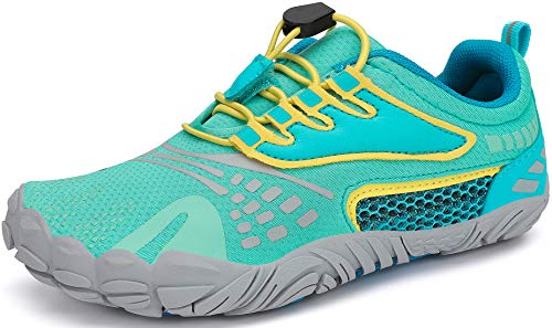 SAGUARO Barefoot Zapatillas de Trail Running Niños Niñas Minimalistas Zapatos de Deporte Antideslizantes Calzado Descalzos para Fitness Caminar Correr Asfalto Montaña Senderismo, Menta Verde, 32 EU