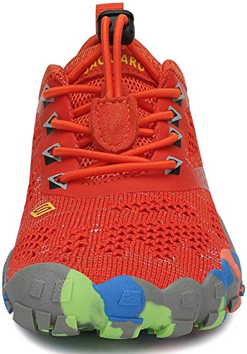 SAGUARO Barefoot Zapatillas de Trail Running Niños Niñas Minimalistas Zapatos de Deporte Antideslizantes Calzado Descalzos para Fitness Caminar Correr en Asfalto Montaña Senderismo, Naranja, 33 EU