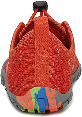 SAGUARO Barefoot Zapatillas de Trail Running Niños Niñas Minimalistas Zapatos de Deporte Antideslizantes Calzado Descalzos para Fitness Caminar Correr en Asfalto Montaña Senderismo, Naranja, 33 EU