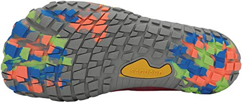 SAGUARO Barefoot Zapatillas de Trail Running Niños Niñas Minimalistas Zapatos de Deporte Antideslizantes Calzado Descalzos para Fitness Caminar Correr en Asfalto Montaña Senderismo, Naranja, 33 EU