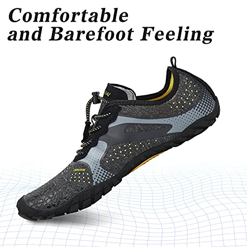 SAGUARO Hombre Mujer Barefoot Zapatillas de Trail Running Minimalistas Zapatillas de Deporte Fitness Gimnasio Caminar Zapatos Descalzos para Correr en Montaña Asfalto Escarpines de Agua, Negro, 43 EU