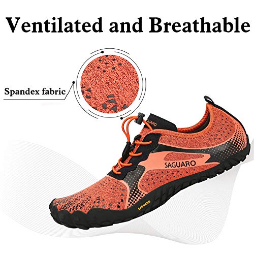 SAGUARO Zapatillas Minimalistas Hombre Calzado Barefoot Mujer Antideslizante Five Fingers Zapatillas Minimalistas Running Portland Orange 40 EU