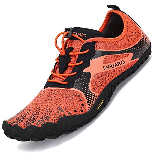 SAGUARO Zapatillas Minimalistas Hombre Calzado Barefoot Mujer Antideslizante Five Fingers Zapatillas Minimalistas Running Portland Orange 40 EU