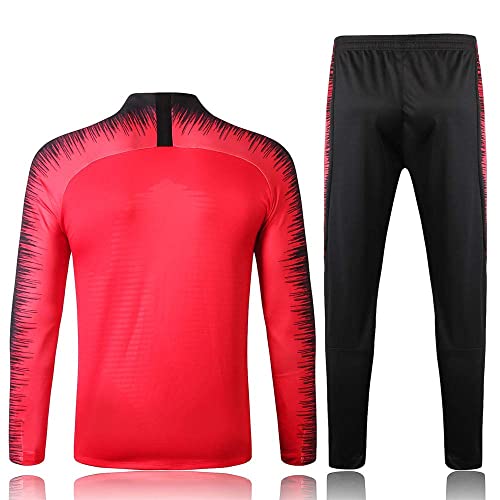 SaiBangZi Ropa De Fútbol Roja para Hombres Uniforme del Equipo del Club Traje De Entrenamiento De Media Manga De Manga Larga Traje De Competición S