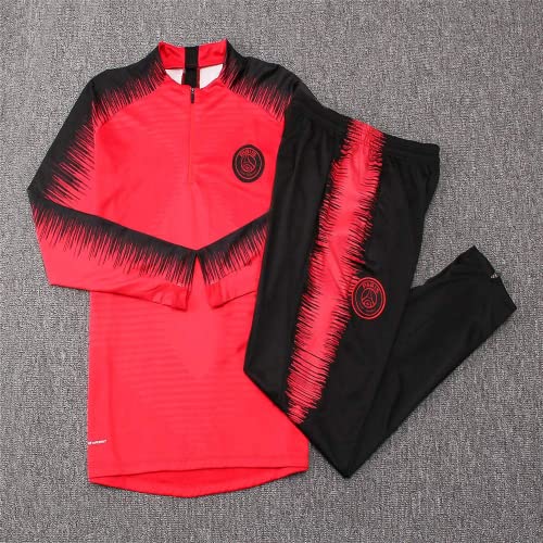 SaiBangZi Ropa De Fútbol Roja para Hombres Uniforme del Equipo del Club Traje De Entrenamiento De Media Manga De Manga Larga Traje De Competición S