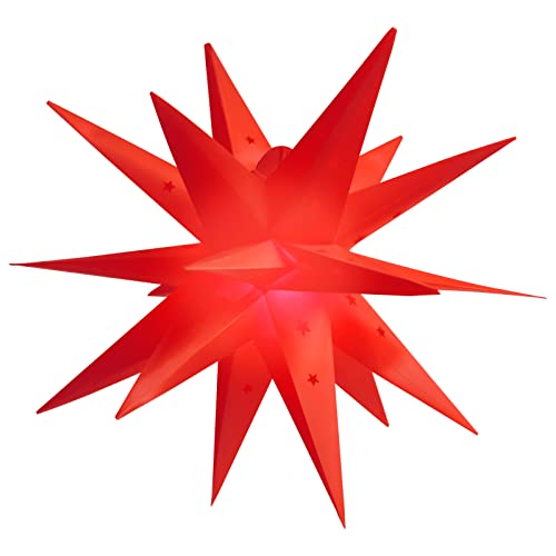 SALCAR Estrella Luminosa Roja 3D con Luz LED Roja Cálida,Luz de Estrella Plegable Para Ventana y Decoración Navideña del Hogar