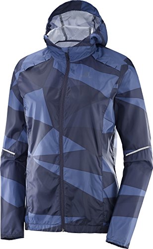 SALOMON Mujer Sudadera con Capucha, Agile Wind Print Hoodie, Poliéster, Azul (Night Sky/Graphite/Crown Blue), Talla: M, L40120900