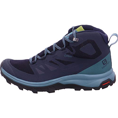 Salomon Outline Mid Gore-Tex (impermeable) Mujer Zapatos de trekking, Azul (Navy Blazer/Hydro/Guacamole), 37 ⅓ EU