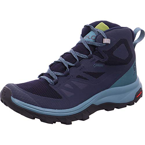 Salomon Outline Mid Gore-Tex (impermeable) Mujer Zapatos de trekking, Azul (Navy Blazer/Hydro/Guacamole), 37 ⅓ EU