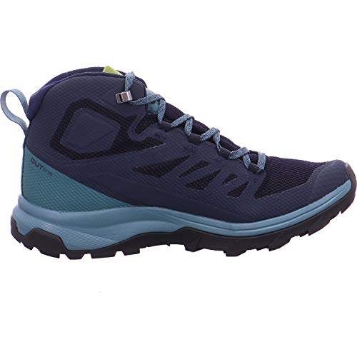 Salomon Outline Mid Gore-Tex (impermeable) Mujer Zapatos de trekking, Azul (Navy Blazer/Hydro/Guacamole), 37 ⅓ EU