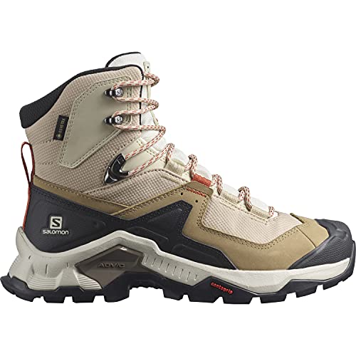 Salomon Quest Element Gore-Tex (impermeable) Mujer Zapatos de trekking, Beige (Safari/Vanilla Ice/Mec Orange), 43 ⅓ EU