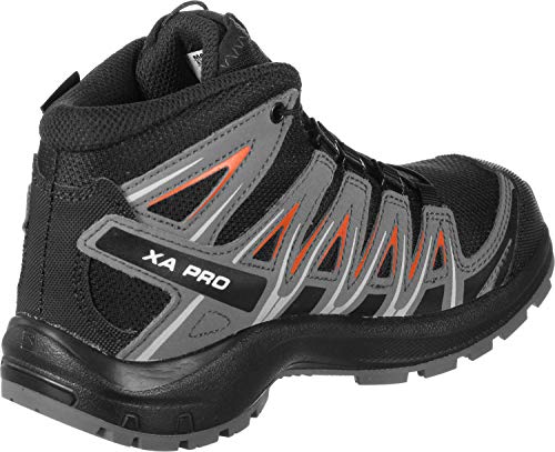 Salomon XA Pro 3D Mid Climasalomon Waterproof (impermeable) Junior unisex-niños Zapatos de trail running, Negro (Black/Stormy Weather/Cherry Tomato), 38 EU