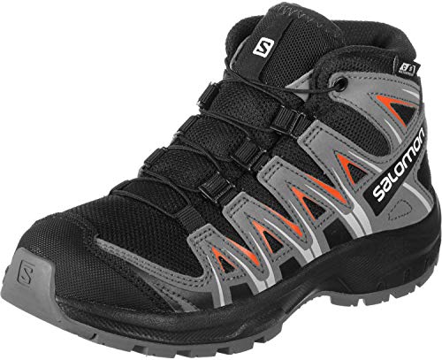 Salomon XA Pro 3D Mid Climasalomon Waterproof (impermeable) Junior unisex-niños Zapatos de trail running, Negro (Black/Stormy Weather/Cherry Tomato), 38 EU