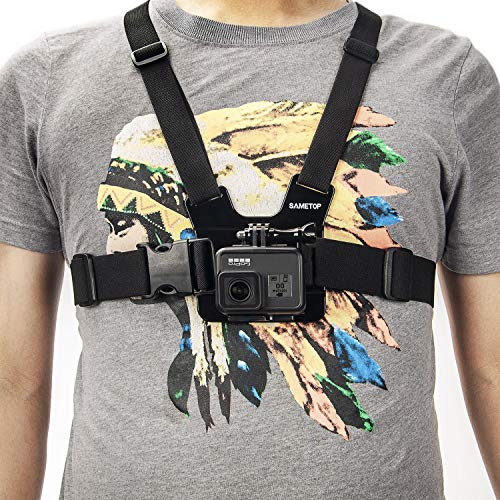 Sametop Arnés Correa de Pecho Chest Mount Harness Compatible con GoPro Hero 10, 9, 8, Hero 7 Black, 7 Silver, 7 White, Hero 6, 5, 4, Session, 3+, 3, 2, 1, Hero (2018), Fusion, Cámaras de acción DJI Osmo Cameras