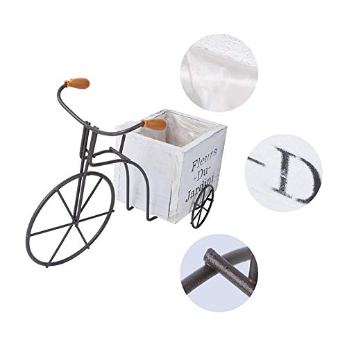 Samine Macetero rústico para bicicleta, para plantas, jardín, exteriores, color blanco, grande, blanco